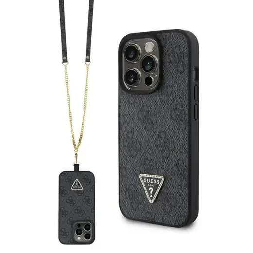 Guess GUHCP15LP4TDSCPK iPhone 15 Pro 6.1" black hardcase Crossbody 4G Metal Logo