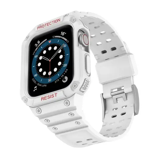 Protect Strap Band Band with Case for Apple Watch 7 | SE (41|40 | 38mm) Case Armored Watch Cover White Foto 2
