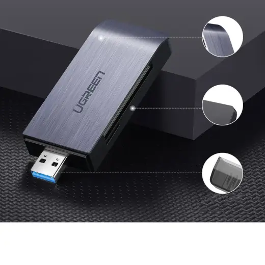 Ugreen USB 3.0 SD | micro SD karšu lasītājs pelēks (50541) Foto 10