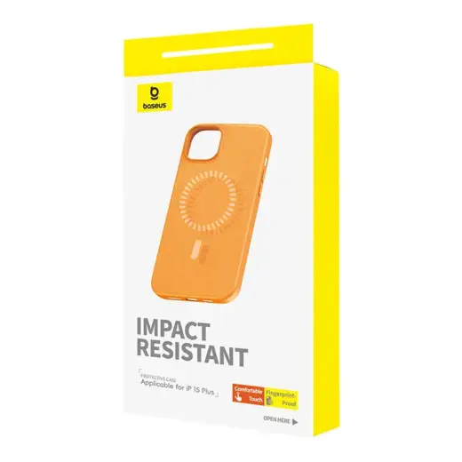 Magnetic Phone Case for iPhone 15 Plus Baseus Fauxther Series (Orange) Foto 3