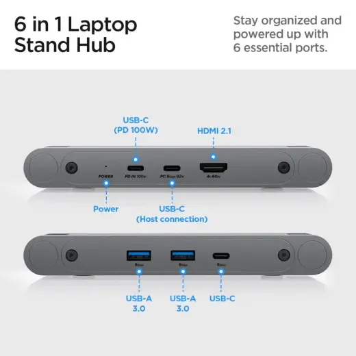 SPIGEN LD204H LAPTOP STAND HUB SPACE GREY Photo