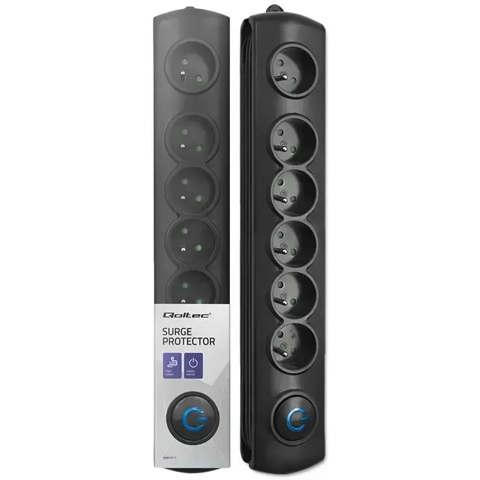 Qoltec Surge protector | 6 sockets | 3m | Black