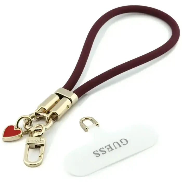 Phone strap Guess Wrist Strap      Silicone Script Charms burgundy