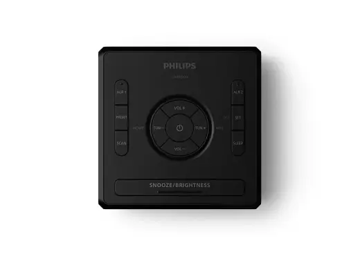 PHILIPS radio pulkstenis ar USB, melns Фото num