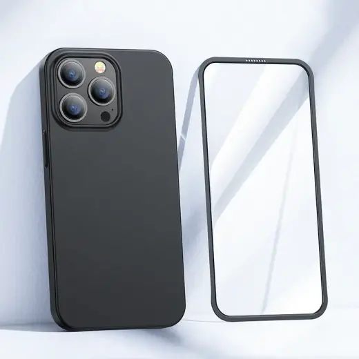 Joyroom 360 Full Case front and back cover for iPhone 13 Pro + tempered glass screen protector black (JR-BP935 black) Photo