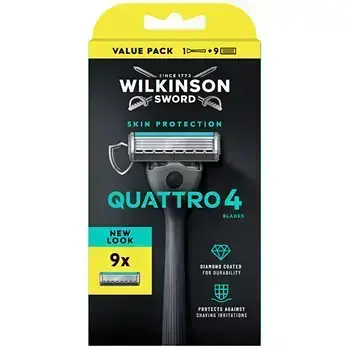 Wilkinson Sword Quattro 4 Skin Protection - Holicí strojek + 9 hlavic