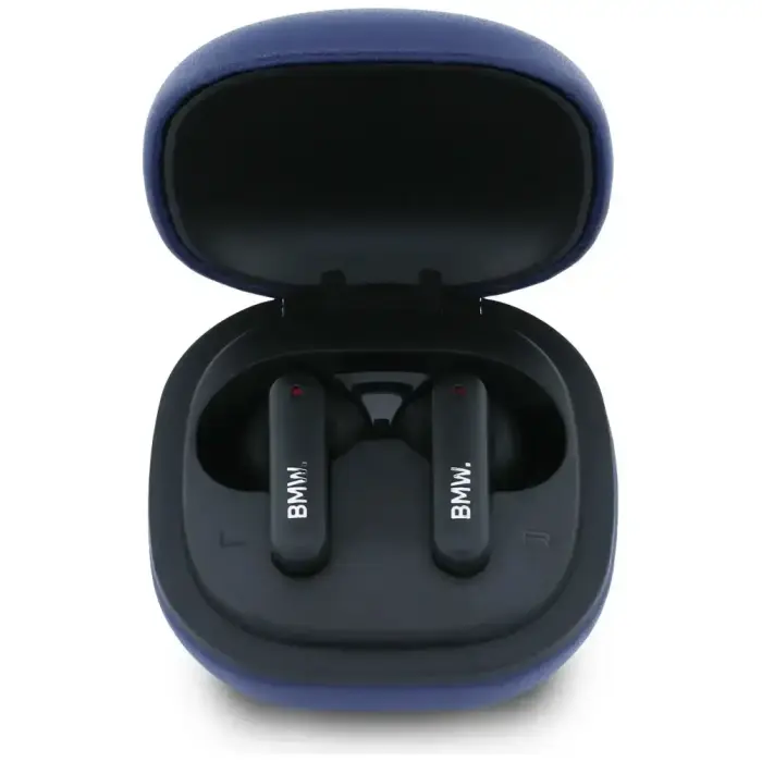 Headphones Bluetooth TWS BMW Leather      Metal Logo ENC blue Foto 3