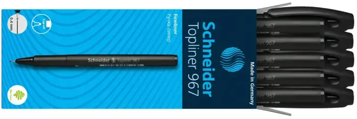 Pildspalva liners SCHNEIDER TOPLINER 967, 0.4mm, melns korpuss, melna Foto 4