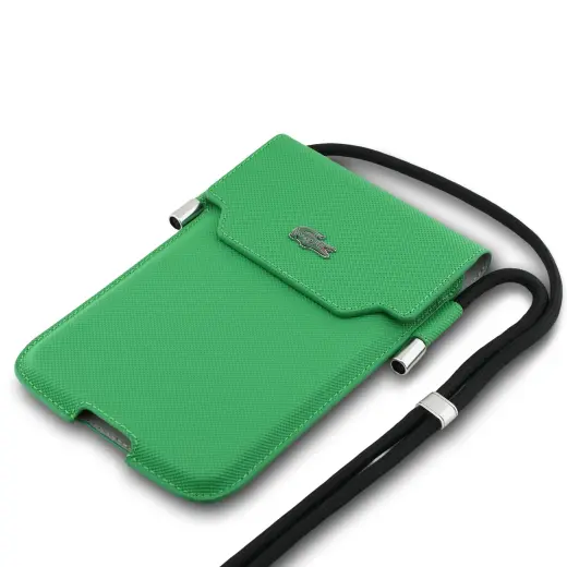 Lacoste PVC Iconic Petit Pique Metal Logo Phone Pouch XL Green Foto 2