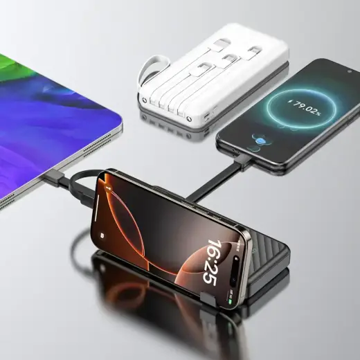 Dudao K11 10000mAh Powerbank with Built-in Cables - White Foto 2