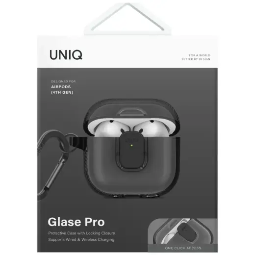 Case UNIQ Glase Pro for AirPods 4 Lock    Case smoke Photo