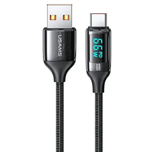 USAMS U78 SJ544USB01 провод для передачи данных и зарядки | USB-C | 30W | с LCD дисплеем | 1.2m | черный Фото num