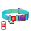 Nylon collar with QR code for Waudog gradient dog, blue , size L Photo