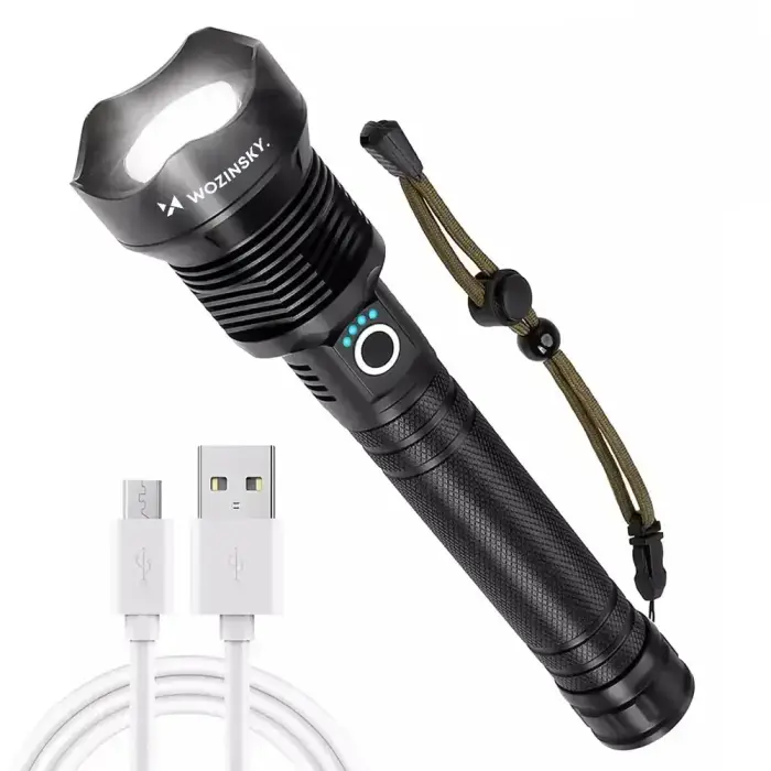 Wozinsky WLT-20W tactical flashlight 20 W 2000 lm CREE diodes IP65 with adjustable beam - black