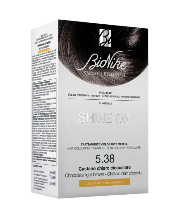 BioNike, Shine On, Permanent Hair Dye, 538 Light Chocolate Brown, 145 ml