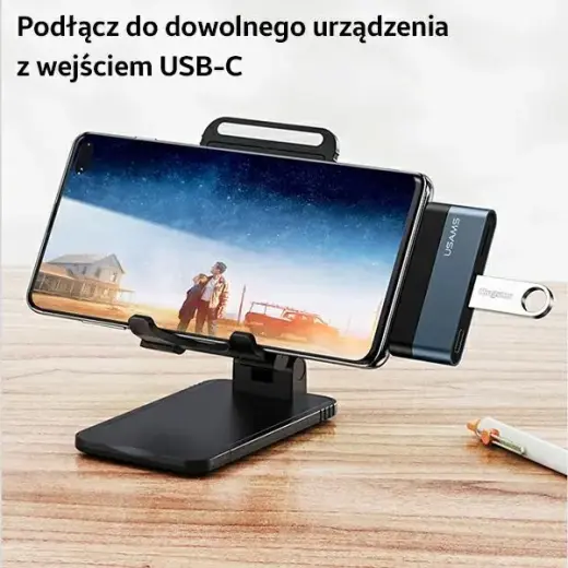 USAMS Adapter HUB USB 3.0|USB-C|Micro SD szary|grey SJ491HUB01 (US-SJ491) Фото num