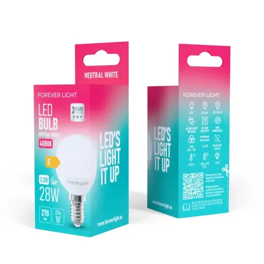 Forever Light LED Bulb E14 G45 2.2W 270lm 4000K class E Foto 6
