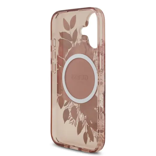 Guess IML Flowers Strap MagSafe Case for iPhone 17 Pink Фото num