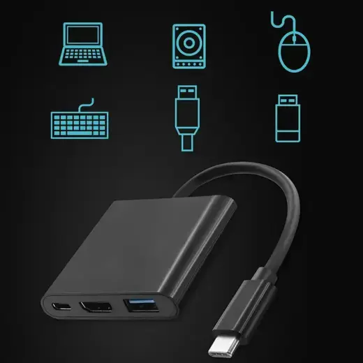 Qoltec Hub Adapter USB-C 3.1 3in1 | USB 3.0 | HDMI 4K | USB-C 3.1 PD 100W Фото num
