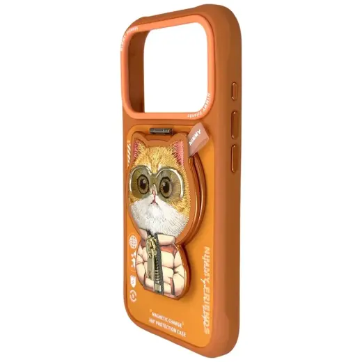Etui Nimmy Cool&Cute 2.0 Cat do iPhone    17 Pro Max z magnetyczną zawieszką pomarańczowy Foto 3
