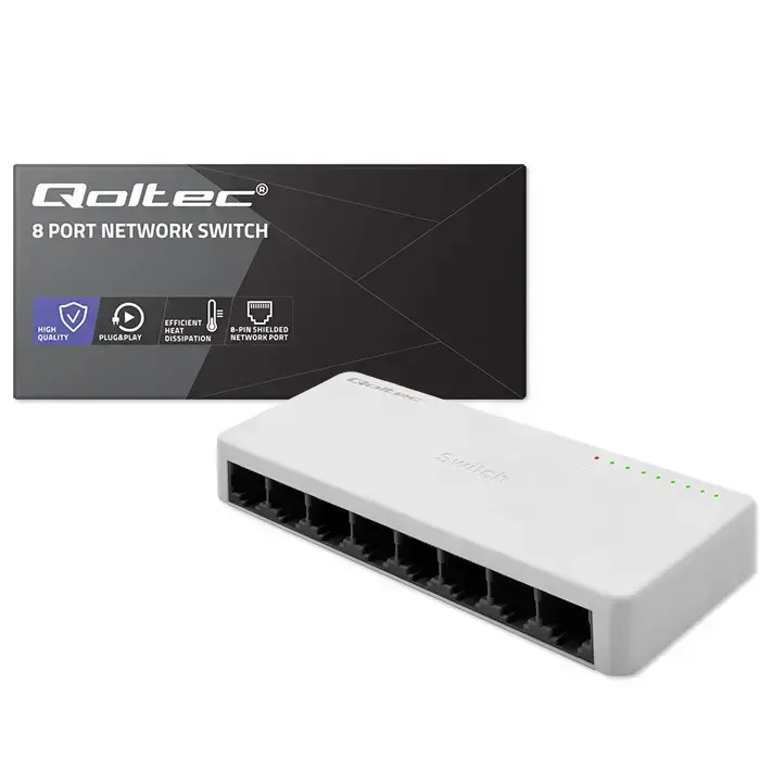 Qoltec Network SWITCH | 8 x RJ45 port | 100Mbps | Fast Ethernet | LAN Foto 10