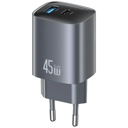Зарядное устройство USAMS CC290 | 45W | PD, QC, GaN | USB-A, USB-C | серое Фото num