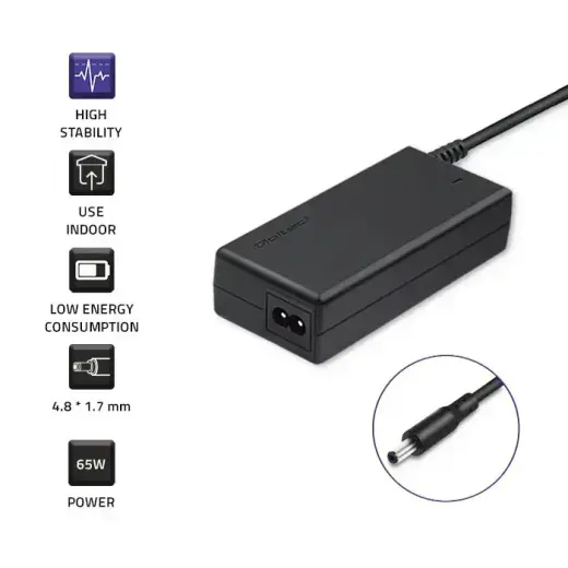 Qoltec Power adapter for laptop HP 65W | 19.5V | 3.33A | 4.8*1.7 | +power cable Photo