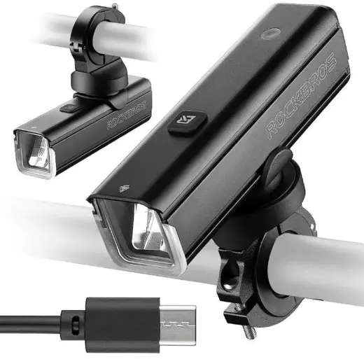 Rockbros 24610002001 front bicycle light 1000 lm + USB-C - USB-A cable - black Photo