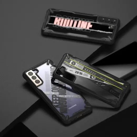Ringke Fusion X Design durable PC Case with TPU Bumper for Samsung Galaxy S21+ 5G (S21 Plus 5G) black (Ticket band) (XDSG0052) Photo