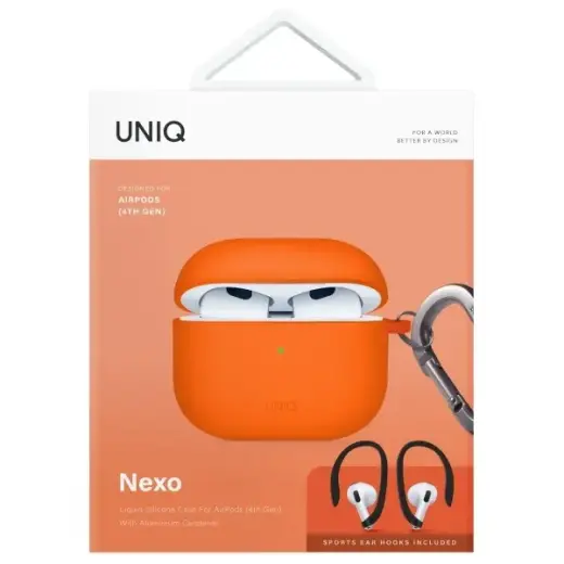 UNIQ case Nexo AirPods 4 + Ear Hooks Silicone volt orange Foto 8