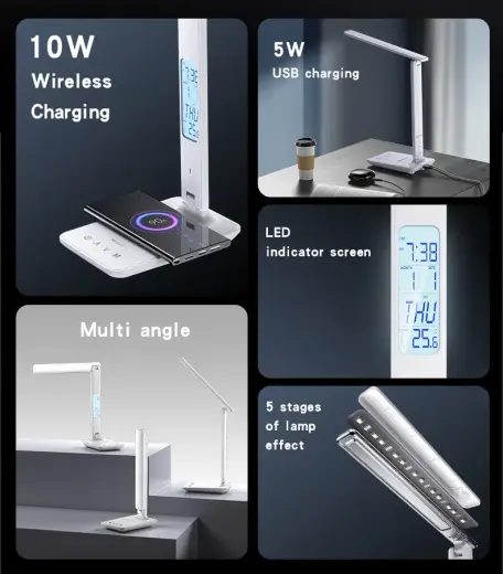 Yesido Desktop lamp DS20 induction with LCD display white Фото num