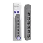 Qoltec Power strip | 6 sockets | 1.8m | Grey — Foto 1