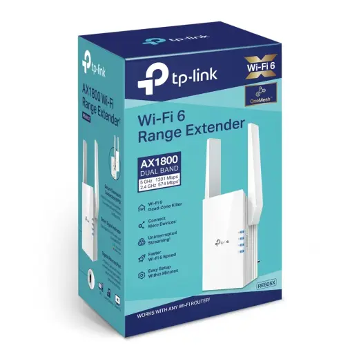 TP-Link RE605X | WiFi Range extender | AX1800, Dual Band, 1x RJ45 1000Mb|s Фото num