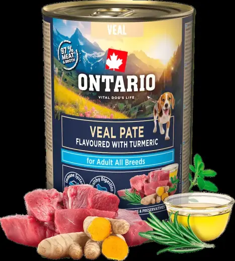 Konservi suņiem - Ontario Adult Veal Pate with Turmeric Flavor