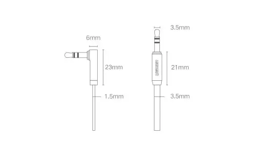 Ugreen flat angled cable AUX audio cable 3.5 mm mini jack 0.5 m black (AV119 10596) Photo