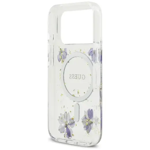 Case Guess Resin Flowers Glitter MagSafe for iPhone 17 Pro purple Foto 7