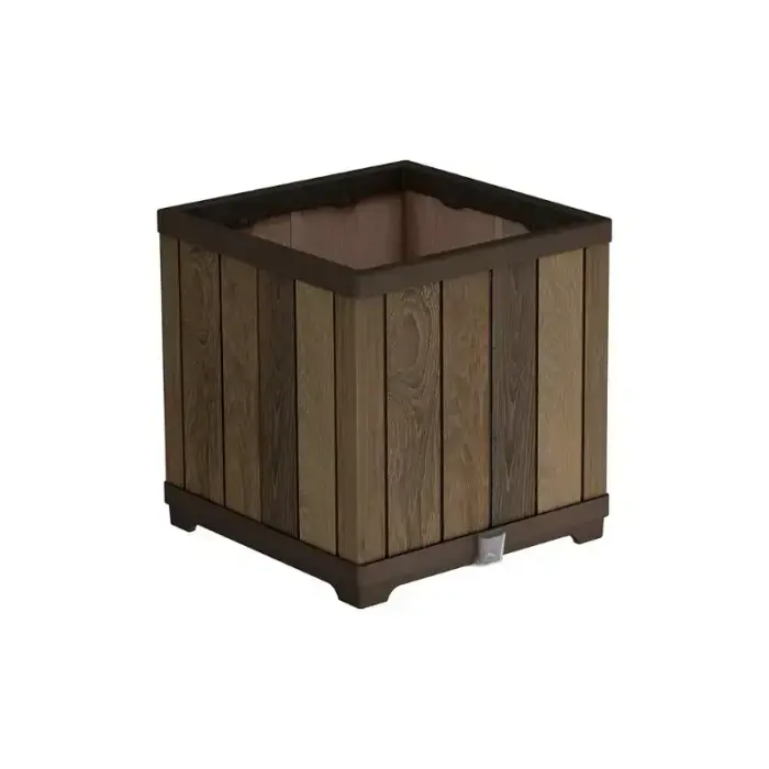 Deco Square Planter Walnut Flower Pot