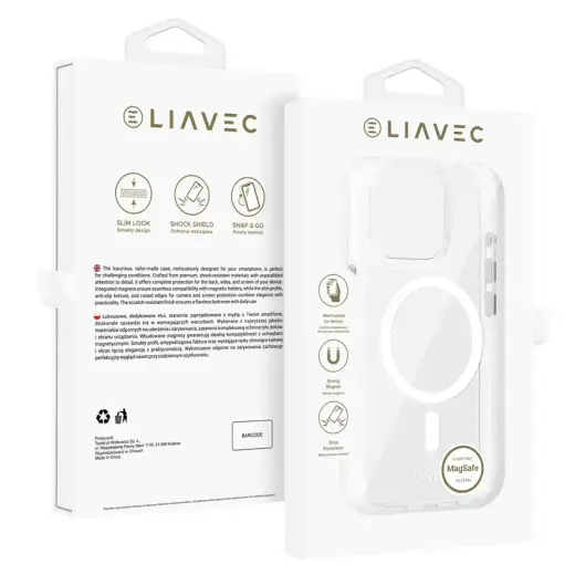 Liavec Glossy phone case with MagSafe support for iPhone 14 Pro white