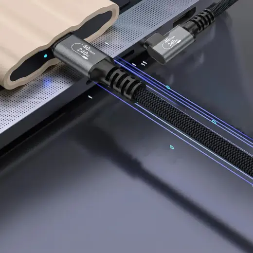 Wozinsky WPS2-UY41S USB-C Thunderbolt 4 240W Angled Cable 2m - Black Foto 8