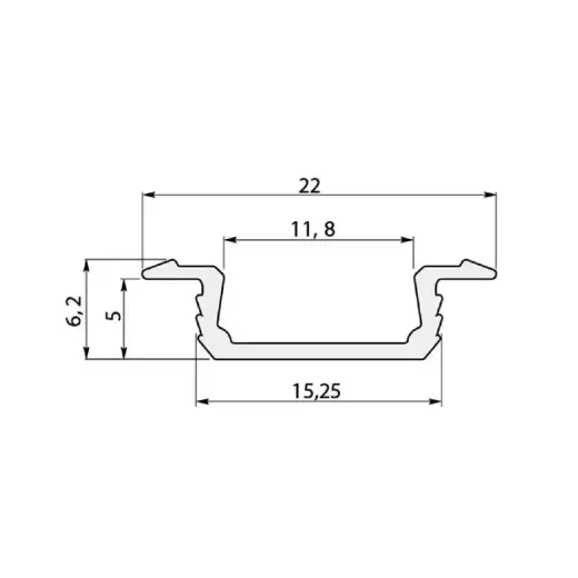 Aliuminio profilis LED juostai EUROLIGHT, įfrezuojamas, baltos spalvos, 2m kompl Foto 2