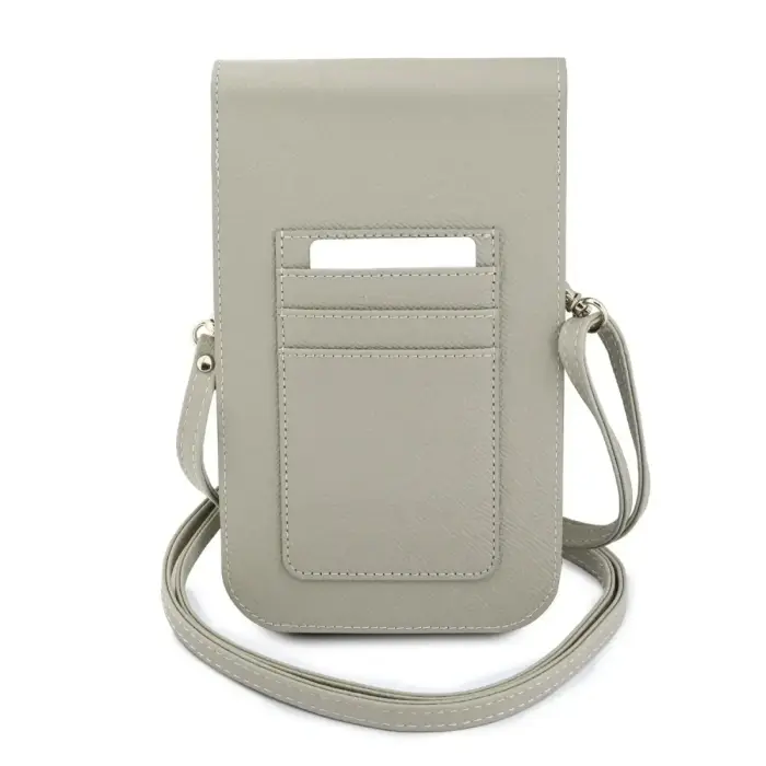 Guess PU Grained 4G Metal Logo Phone Bag Beige