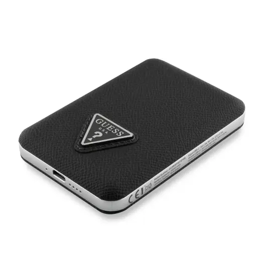 Guess PU Grained Triangle Logo внешний аккумулятор (powerbank) | 5000 mAh | MagSafe | черный