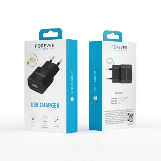Forever TC-01 charger 1x USB 2A black Foto 6