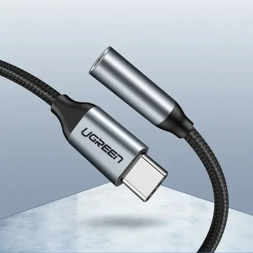 Ugreen 3,5 mm mini jack uz USB Type C austiņu adapteris 10cm pelēks (30632) Foto 8