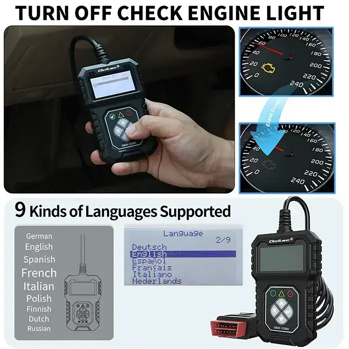 Qoltec Digital OBD2 EOBD diagnostic Tester Interface ProLine  | 8V-25V | Dual System Foto 8
