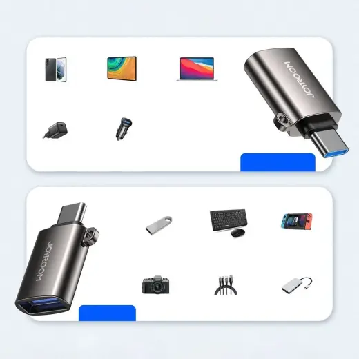 Joyroom USB 3.2 Gen 1 (Male) - USB Type C (Female) adapter black (S-H151 Black) Foto 7