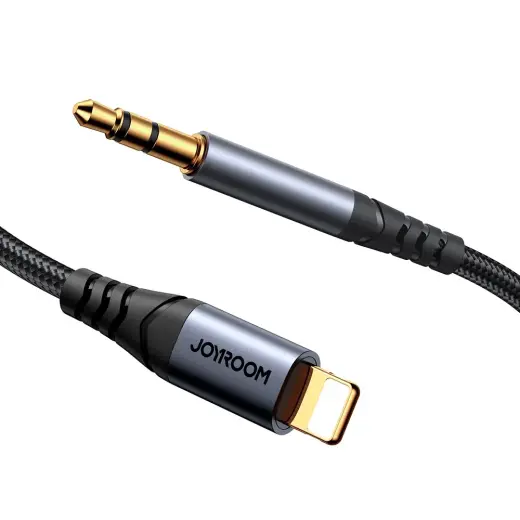 Joyroom stereo audio cable AUX 3.5 mm mini jack - Lightning for iPhone iPad 1.2 m black (SY-A06) Photo