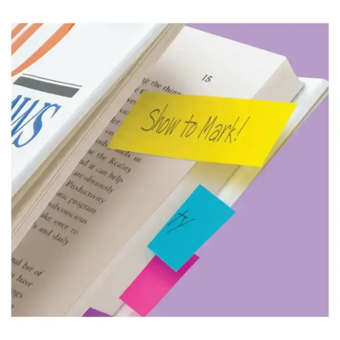 Pašlīpošie indeksi Post-it 15x50 mm, 5 krāsas, papīra Фото num