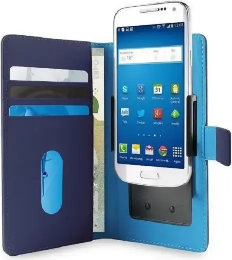 PURO Smart Wallet XL etui uniwersalne niebieskie|blue 5.1" z uchwytem foto oraz kieszeniami na karty i pieniądze UNIWALLET3BLUEXL Foto 1