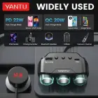Car Cigarette Lighter Socket Splitter LM21 - 3 sockets + USB + Type C - QC 3.0 PD 3A 122W with display and cable Foto 7